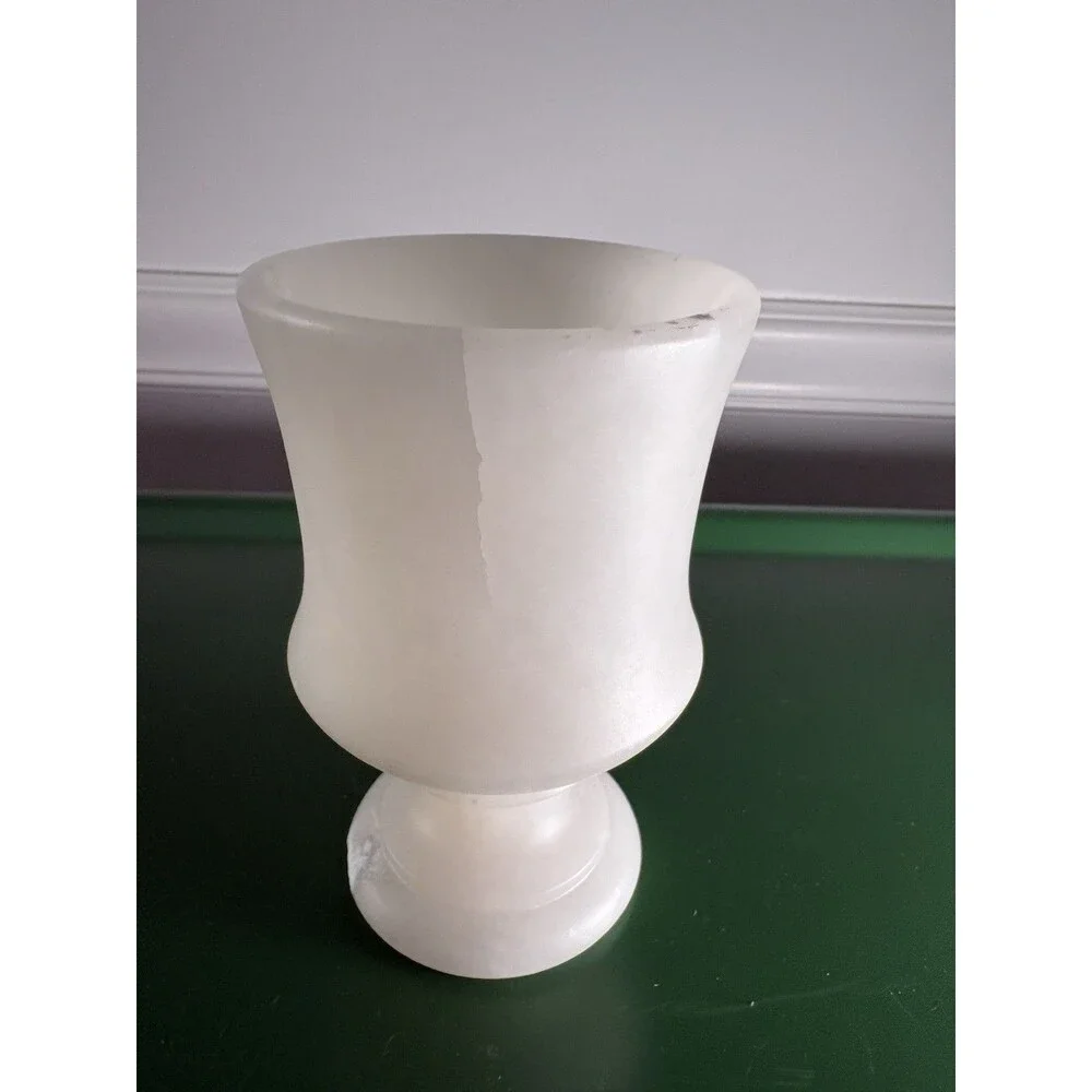 Vintage Restoration Hardware Alabaster Stone Goblet Cup Spain Hand Carved AS IS